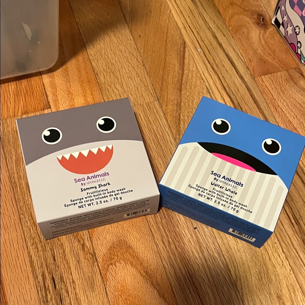Spongelle Sea Animals Bath Sponge Set - Gray and Blue